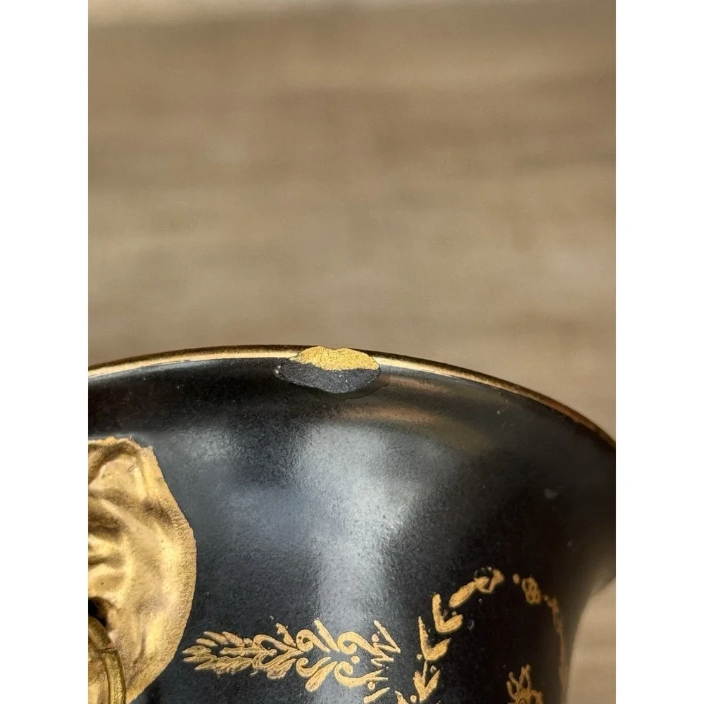 Early Mid-Century Lion Urn/Toothpick Holder Gold Guilded Lions Head & Feet Mixed